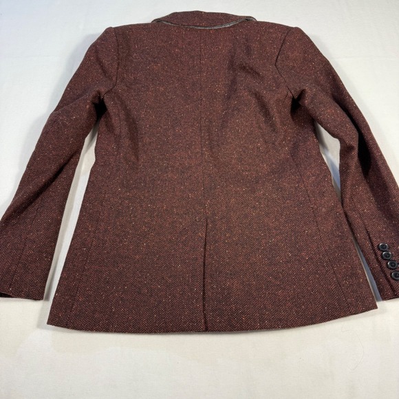Banana Republic Petite 0 Blazer Rust Herringbone Wool Blend Tailored Academia - Picture 15 of 15